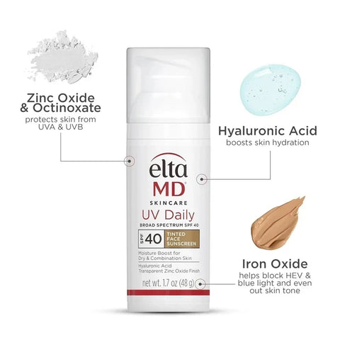 EltaMD UV Daily Tinted Broad Spectrum SPF 40 Face Sunscreen 1.7 oz / 48g – Moisturizing Facial Sunscreen with Hyaluronic Acid – Brand New