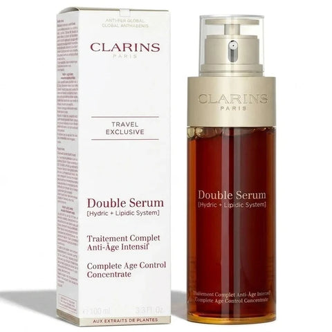 Clarins Double Serum Complete Age Control Concentrate 3.3 fl oz / 100ml – Hydric + Lipidic Anti-Aging Face Serum – New Sealed