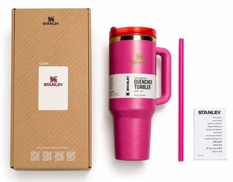 Stanley Quencher H2.0 FlowState Tumbler 40 oz – Fuchsia – Insulated Tumbler with Handle &amp; Straw – New
