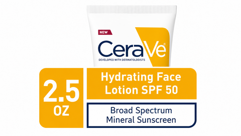CeraVe Hydrating Mineral Sunscreen SPF 50 Face Lotion 2.5 fl oz / 75 mL