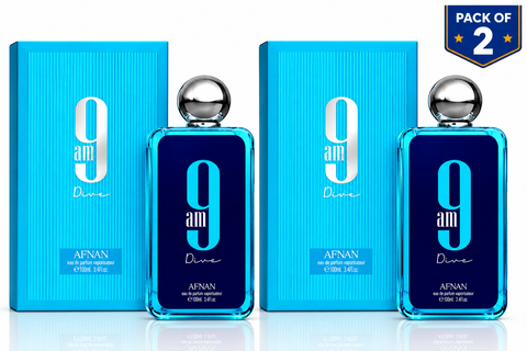 Afnan 9AM Dive Eau de Parfum 100ml / 3.4oz – Unisex Fragrance, Pack of 2, New in Box