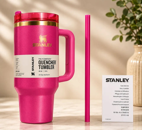 Stanley Quencher H2.0 FlowState Tumbler 40 oz – Fuchsia – Insulated Tumbler with Handle &amp; Straw – New