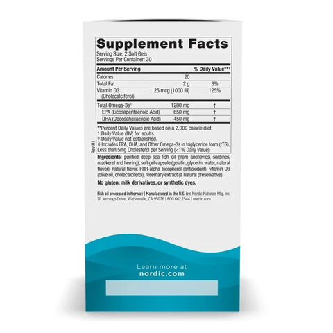 Nordic Naturals Ultimate Omega-D3 60 Soft Gels – Omega-3 Fish Oil + Vitamin D3 – Lemon Flavor
